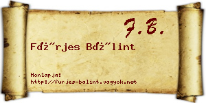 Fürjes Bálint névjegykártya